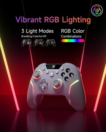 Бездротовий ігровий контролер EasySMX X20 для PC, Switch та смартфонів: RGB-підсвітка, Hall-ефекти, знімні стіки, механічні кнопки та 6-осьовий гіроскоп, білий