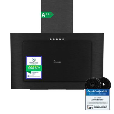 Витяжка кухонна KKT KOLBE VTH6004S 60 см, чорна сталь, LED-підсвітка, режим рециркуляції та відводу, клас A+++