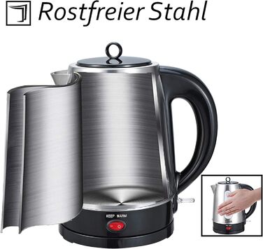 Електрочайник із захистом від перегріву, 2200 Вт, скляний, BPA-free, з фільтром від накипу, для чаю та води