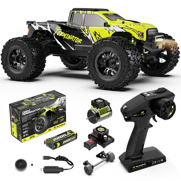 AMORIL 1/10 RTR Brushless RC Автомобіль 50+ км/год для Дорослих, Електричний Позашляховий Монстр-трак 4WD, Водонепроникний, 3S Lipo, Зелений