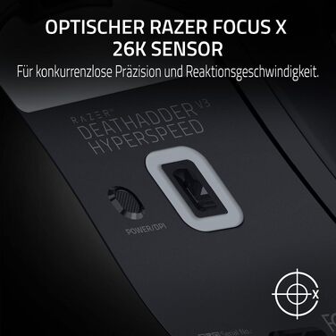 Ігрова миша Razer DeathAdder V3 HyperSpeed бездротова ергономічна, 26K DPI, вага 55г, чорна