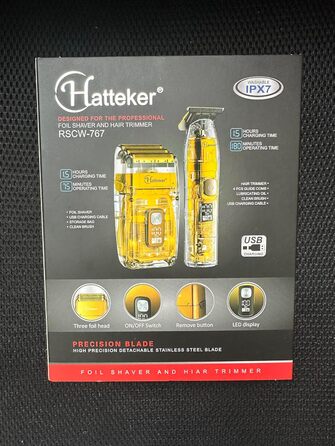 Електробритва Hatteker для чоловіків з 3 гнучкими лезами, тример для бороди, стрижка волосся, водонепроникний, доглядовий набір