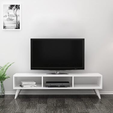 ТВ-тумба en.casa Aaskov з 3 полицями, комод під телевізор, 35x120x35 см, білий
