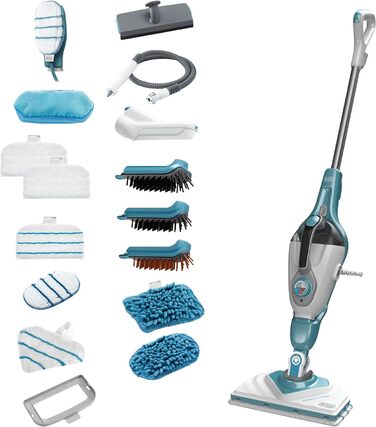 Парова швабра Black+Decker 1600Вт 2в1 з ручним парогенератором BHSM1615DAM, для прибирання дому, з технологією AutoSelect, 16 аксесуарів