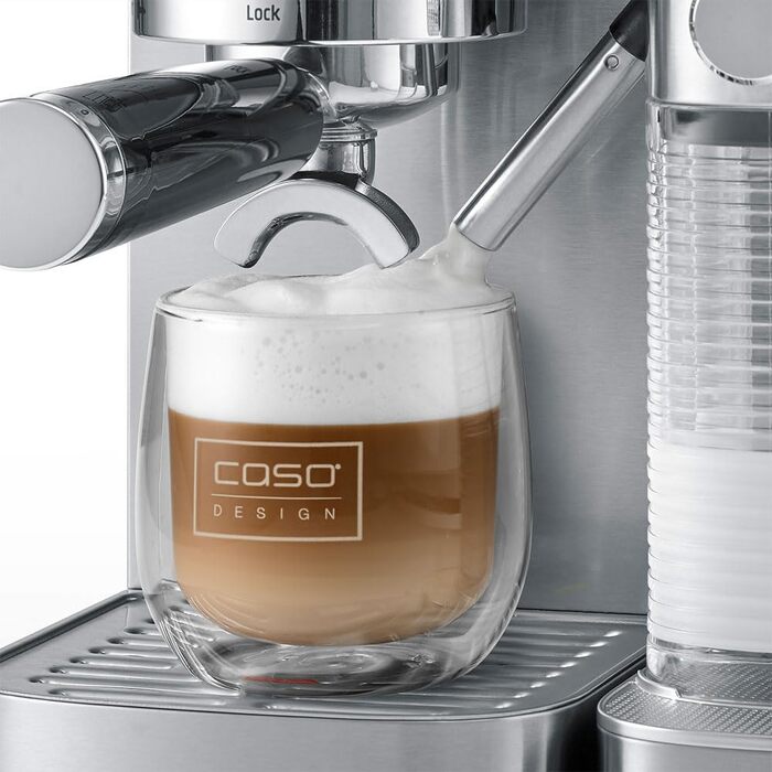 Кавомашина еспресо CASO EspressoGourmet Crema: професійна кавоварка з пінозбивачем, нержавіюча сталь, 20 бар, для кави та капучино