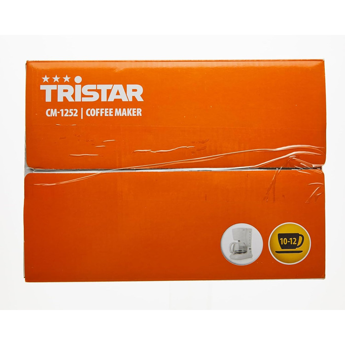 Кавоварка Tristar CM-1252, 1,25 л, 10-12 чашок, для дому і кемпінгу, біла