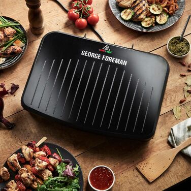 Електричний гриль George Foreman 25820, універсальна антипригарна плита, тостер, швидкий нагрів, чорний, великий