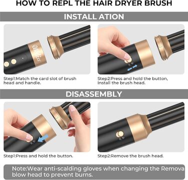 UKLISS Airstyler Pro 7 в 1: Фен-щітка з дифузором, 1400 Вт, 110000 об/хв, професійний стайлер для сушіння, завивки та випрямлення волосся (бірюзовий)