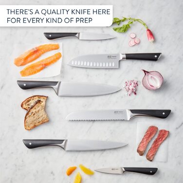 Набір кухонних ножів з підставкою Jamie Oliver by Tefal (5 ножів + блок), сталь з криозагартуванням, дерево акації, коричневий, K267S556