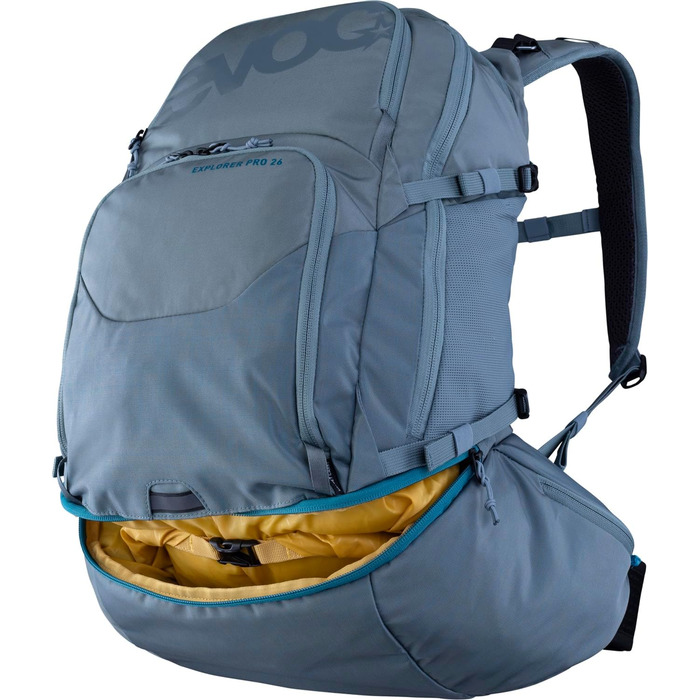 Рюкзак EVOC Explorer Pro 26 л сталевий, з системою вентиляції спини, поясом Airo Flex, відділенням для питної системи та дощовиком – якісний міський та туристичний рюкзак