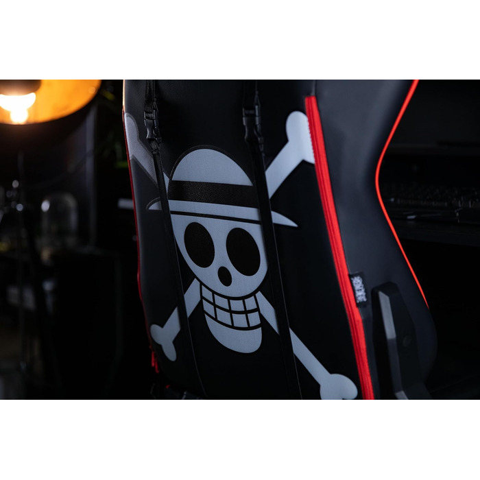 Ігрове крісло Konix One Piece, PU-шкіра, 150° нахил, регульовані підголівник і подушка для попереку, чорний з червоним