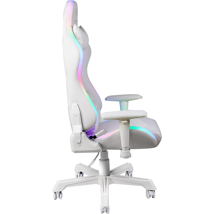 Ігрове крісло DELTACO GAMING PCH90 з RGB підсвіткою, ергономічне, екошкіра, подушки для попереку та шиї, рожеве