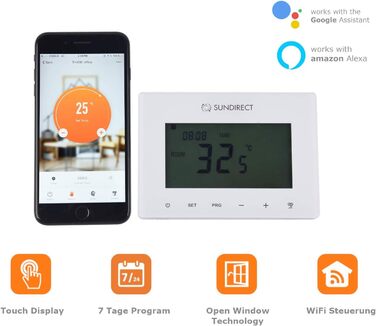 Інфрачервоний обігрівач Sundirect PE380 Plus 380 Вт 30x120 см з Wi-Fi термостатом Smart1.0 Pro, управління через смартфон, скловолоконна ізоляція