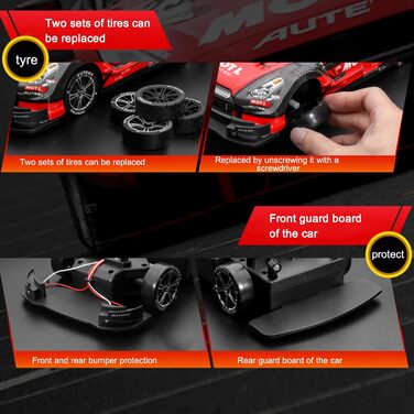 RC Автомобіль Goolsky 1/16 4WD Дрифт, 40 км/год, 2.4GHz, Регульована швидкість, Змінні шини для дрифту та гонок (Жовтий)