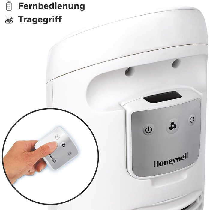Оцилюючий турбовентилятор Honeywell QuietSet HYF260 для всієї кімнати, 5 швидкостей, 80° осциляція, таймер, автоматичне вимкнення підсвітки, пульт ДК