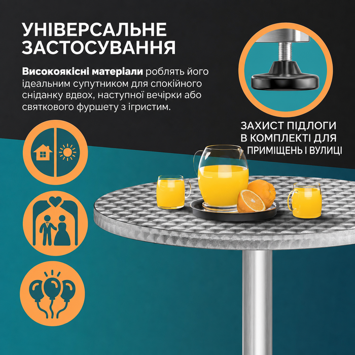 Комплект з 2 високих барних столів Casaria, регульована висота 70-115 см, алюмінієві, круглі Ø60 см, стійкі до погодних умов, для вулиці, бістро, вечірок, сріблясті