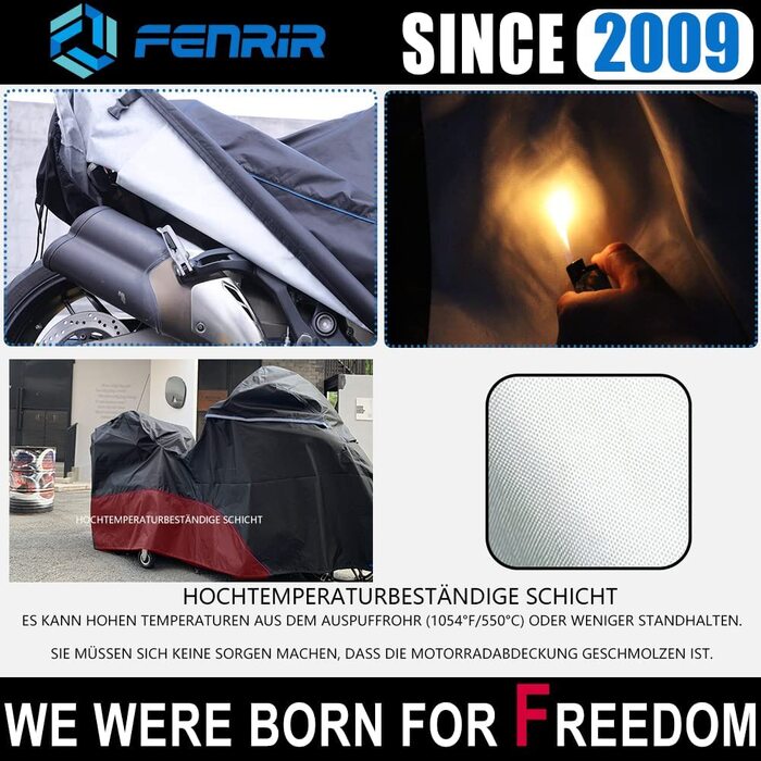 Чохол для мотоцикла FENRIR 420D, водонепроникний, для круїзерів і турингових мотоциклів, 275x110x130 см, для K1600GTL, R18, GL1800 Gold Wing, Roadmaster, Road Glide, Ultra Limited, CVO