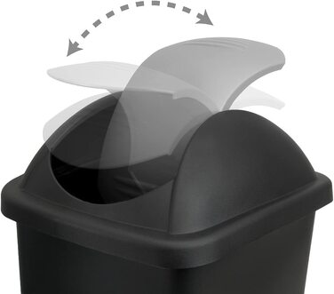 Смітник Stefanplast з маятниковою кришкою 60 л, чорний/сріблястий