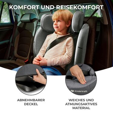 Дитяче автокрісло Kinderkraft ONETO3 I-SIZE 76-150 см, 9-36 кг, з Isofix, регульованим підголівником, 5-точковими ременями безпеки, чорне