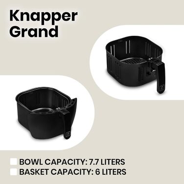 Фритюрниця-гриль ZEEGMA Knapper Grand 1800 Вт, 6 л, аерофритюрниця без олії, 9 програм, швидкий нагрів, сенсорне LCD, енергоефективна, чорна