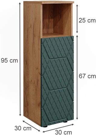 Пенал Vicco Irma, дуб Голдкрафт/зелений, 30x95 см