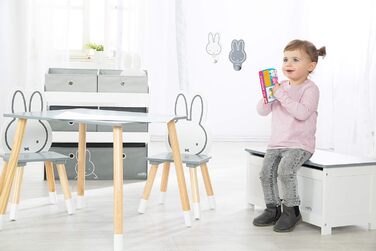 Дитяча іграшкова скриня з дерева roba Miffy, біла скриня-лава зі складаною кришкою і доводчиком для іграшок у дитячу кімнату, для хлопчиків і дівчаток