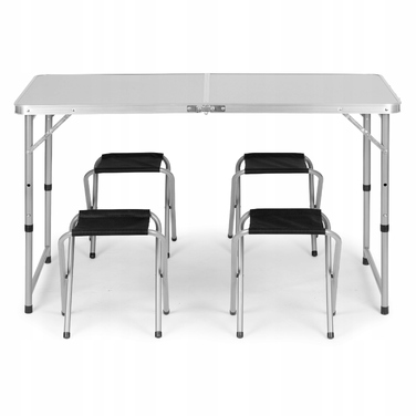 Туристичний стіл Bauerkraft 120x60x70 см, сірий, алюміній, стільниця МДФ