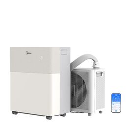 Мобільний кондиціонер Midea PortaSplit-E 12000 BTU (3.5 кВт) персикового кольору: охолодження A++/опалення A+, до 42 м² / 105 м³, надтихий (39 дБ)