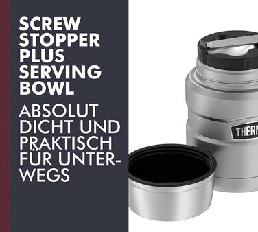Термос для їжі Thermos Stainless King 470 мл з ложкою, нержавіюча сталь, тримає тепло 9 годин/холод 14 годин, герметичний контейнер для супу, каші, страв