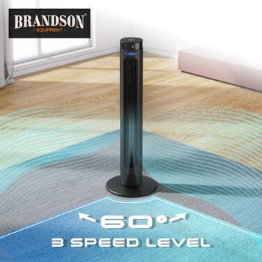 Вентилятор підлоговий Brandson з LED дисплеєм та пультом дистанційного керування. Тихий, 3 швидкості, обертання. Переможець тесту 2026