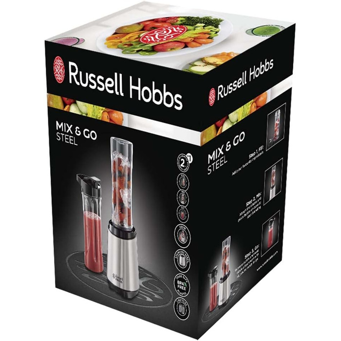 Блендер стаціонарний Russell Hobbs з функцією смузі-мейкера 23470-56, 600 мл (23500 об/хв, BPA-free, нержавіюча сталь)