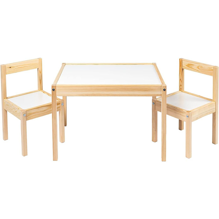 Дитячий стіл з 2 стільцями Ikea LATT, білий, натуральне дерево