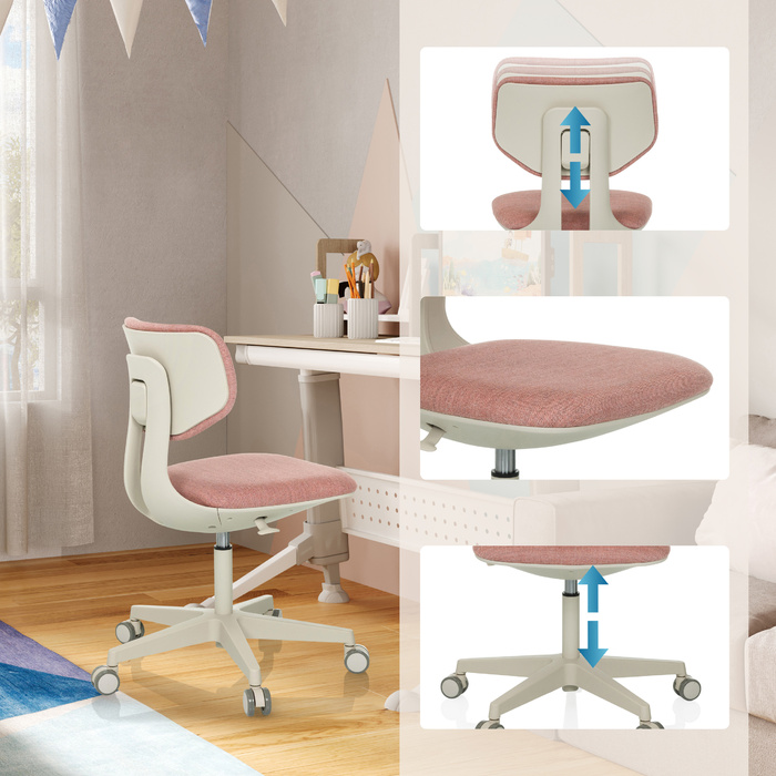 Дитячий письмовий стілець / дитячий стілець KIDDY CLASSIC тканина рожевий hjh OFFICE