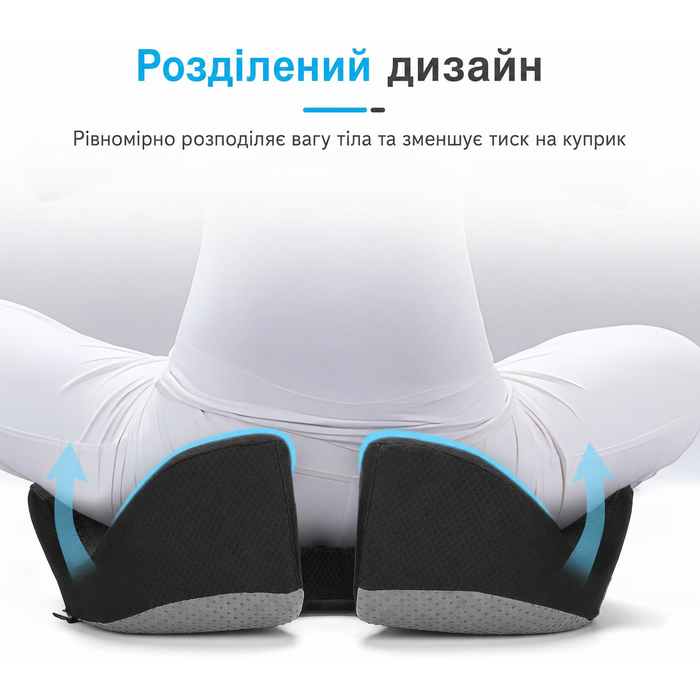 Ортопедична ергономічна подушка для сидіння з пам'яттю форми Ajiteogy для офісного крісла, автокрісла та інвалідного візка – підтримка хребта, куприка, стегон, проти болю в спині та сідничному нерві
