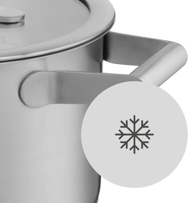 Набір каструль WMF Comfort Line для індукції, 5 предметів, матова нержавіюча сталь Cromargan, зі скляними кришками, з мірною шкалою, можна штабелювати, без покриття