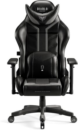 Ігрове крісло Diablo X-Ray, офісне, ергономічне, 4D підлокітники, перфорована екошкіра, чорне-сіре, розмір L