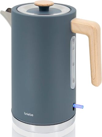 Тостер Briebe Nordic Set 2-слотовий з підставкою для булочок, 6 рівнів підсмажування + Електричний чайник 1.7л 2200Вт, Швидке нагрівання, BPA-free, Сірий