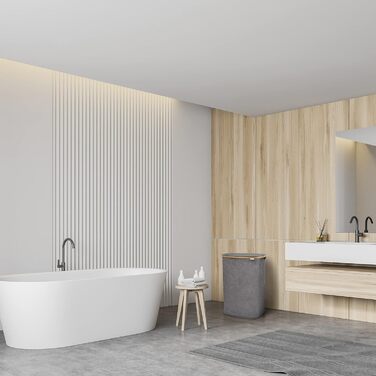 Кошик для білизни YourCasa 120 л з кришкою і 2 відсіками, бамбуковий, складаний, темно-сірий, для зберігання брудної білизни