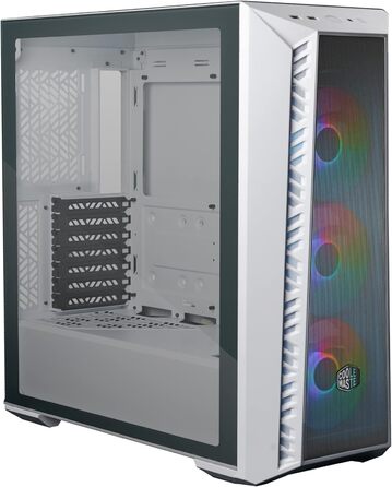 Корпус для ПК Cooler Master MasterBox 520 Mesh, Mid-Tower ATX, 3 встановлені вентилятори, кілька варіантів охолодження, сітчаста передня панель, бічна панель із загартованого скла, ARGB-контролер, білий
