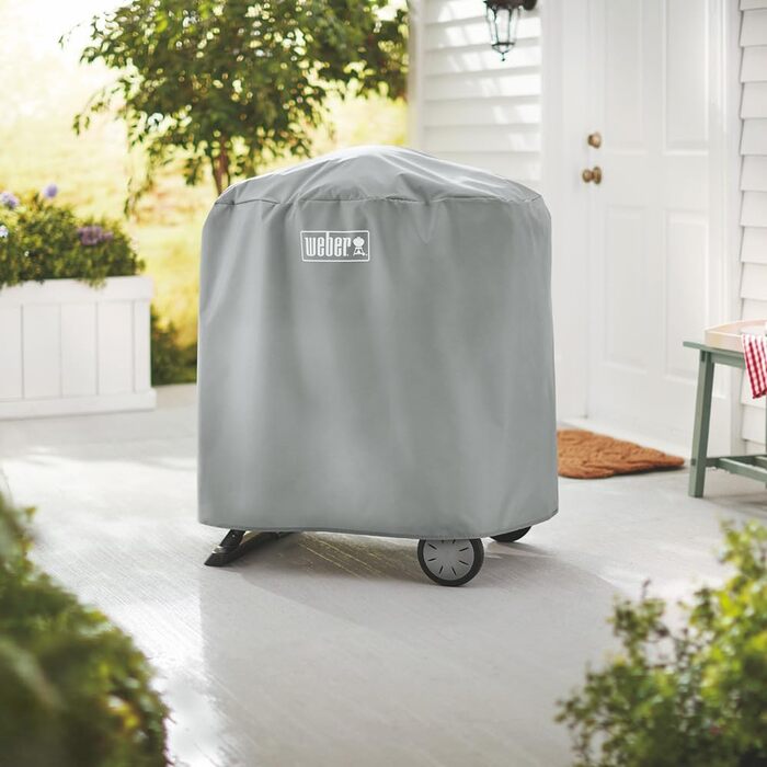 Чохол для гриля Weber Q1000/2000 з підставкою, водонепроникний, дихаючий, захист від ультрафіолету, сірий, з липучкою (7177)