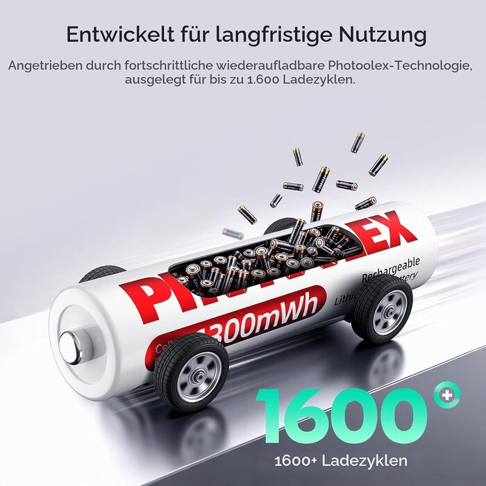 Набір акумуляторів PHOTOOLEX AAA Ni-MH 1300mWh (8 шт.) з зарядним пристроєм, New-8CH8AAA-DE