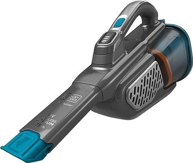 Акумуляторний ручний пилосос BLACK+DECKER Dustbuster Smart Tech 18 В, 36 Вт·год, циклонний, 2 режими, витяжна щілинна насадка, зарядна станція, настінне кріплення, титан/срібло/синій
