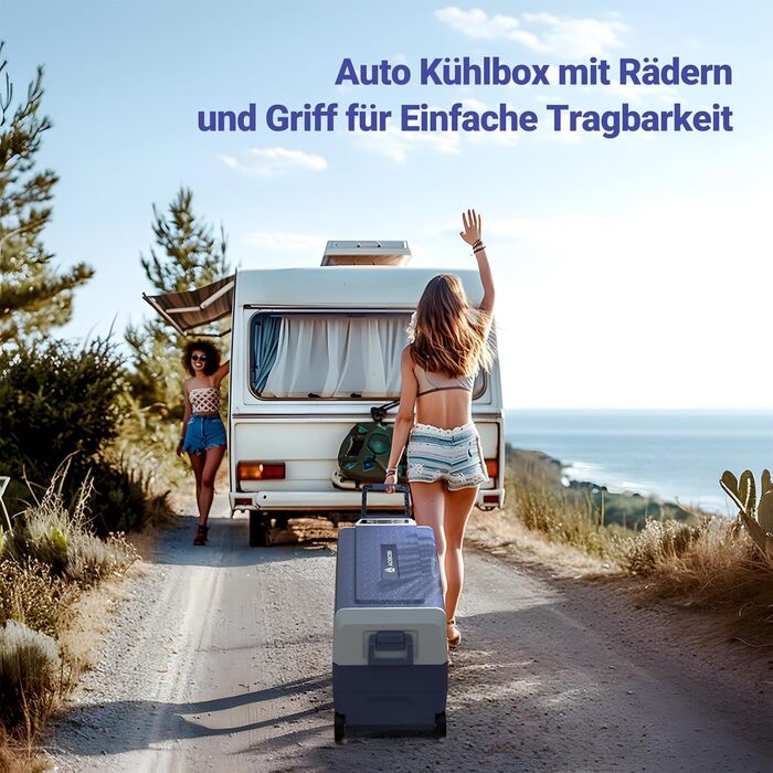 Автомобільний компресорний холодильник AAOBOSI 50л з Wi-Fi, 12/24V та 220V, -20°C для авто, кемпінгу, вантажівок, з двома зонами охолодження