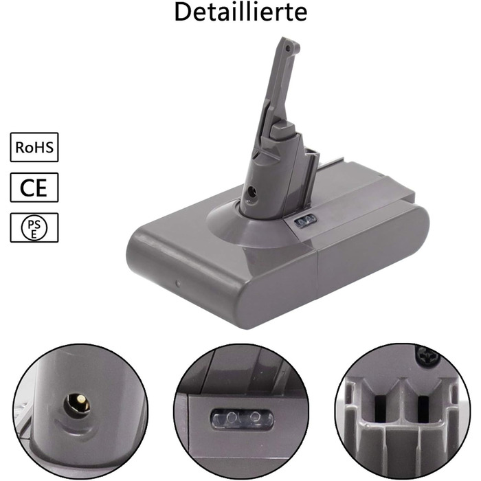 Abakoo акумулятор 3500мА·г 21,6В для пилососа Dyson V8, літій-іонний, сумісний з Absolute, Animal, Motorhead, бездротовий пилосос