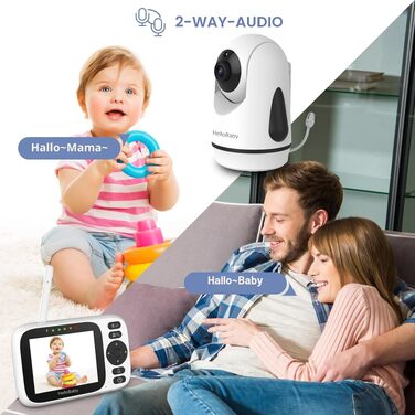 Відеоняня HelloBaby HB6339 з камерою, екраном 3.2 дюйма та двостороннім аудіозв'язком (без WLAN)