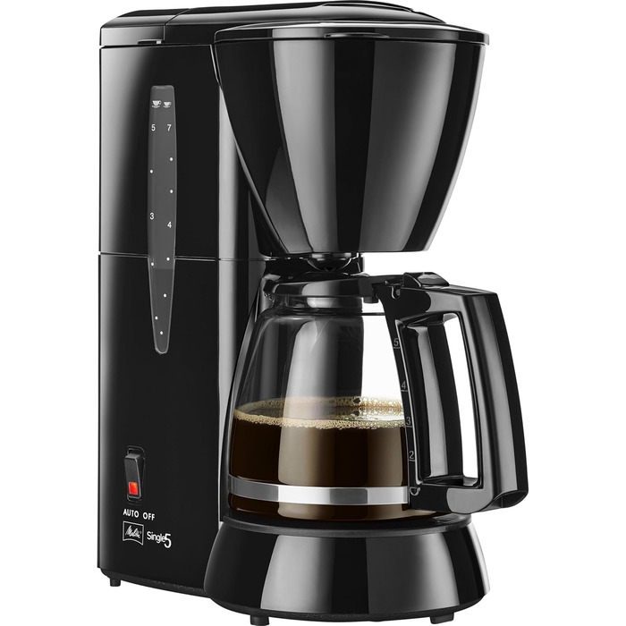 Кавоварка крапельна Melitta Single5, скляна колба, 5 чашок, чорна, з функцією захисту від крапель