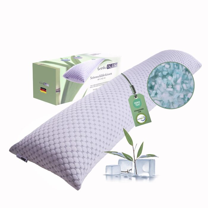 Ортопедична подушка для вагітних та сну з ефектом пам'яті (Memory Foam) з чохлом, охолоджуюча подушка для годування та підтримки тіла, 40 x 145 см