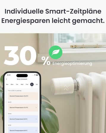 SwitchBot Smart Термостат на радіатор Bluetooth з керуванням через додаток, таймером, енергозбереженням, сумісний з Alexa, Apple Home та Home Assistant (потрібен Hub) - Matter Combo
