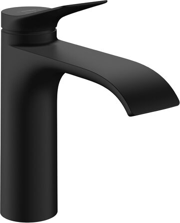 Змішувач для ванної кімнати Hansgrohe Vivenis з витягнутим виливом 110 мм (матовий чорний), економія води (EcoSmart), з поплавковим зливом