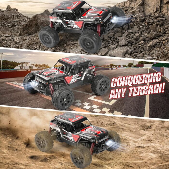 Радіокерований позашляховик Monstertruck 2.4GHz, 25 км/год, червоний - DIY збірка, великий розмір, для дорослих та дітей